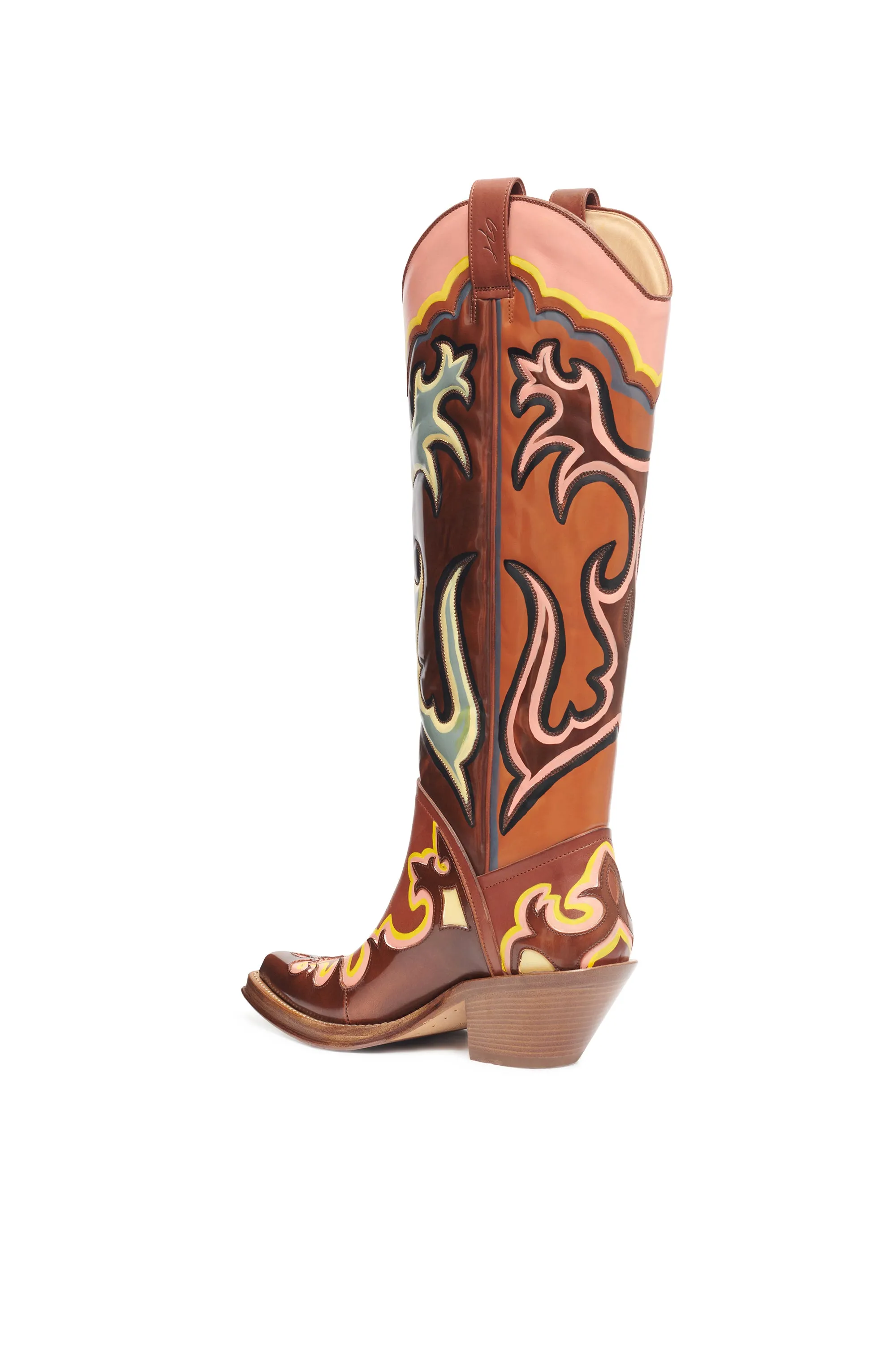 Capitana Hand Painted Cowboy Boot in Cognac & Peach Leather sold by Gabriela Hearst product image thumbnail 4
