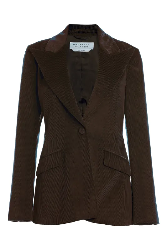 Leiva Blazer in Chocolate Cashmere Corduroy made by Gabriela Hearst