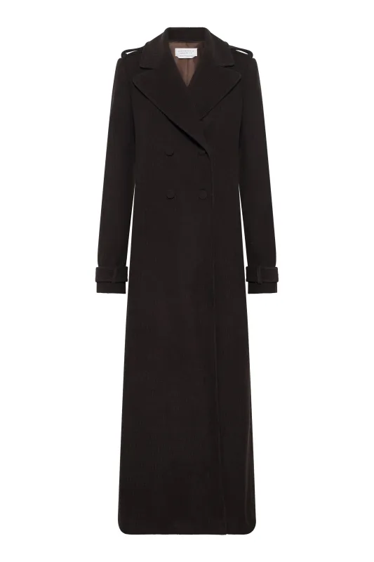 Houstt Trench Coat in Chocolate Cashmere Corduroy made by Gabriela Hearst