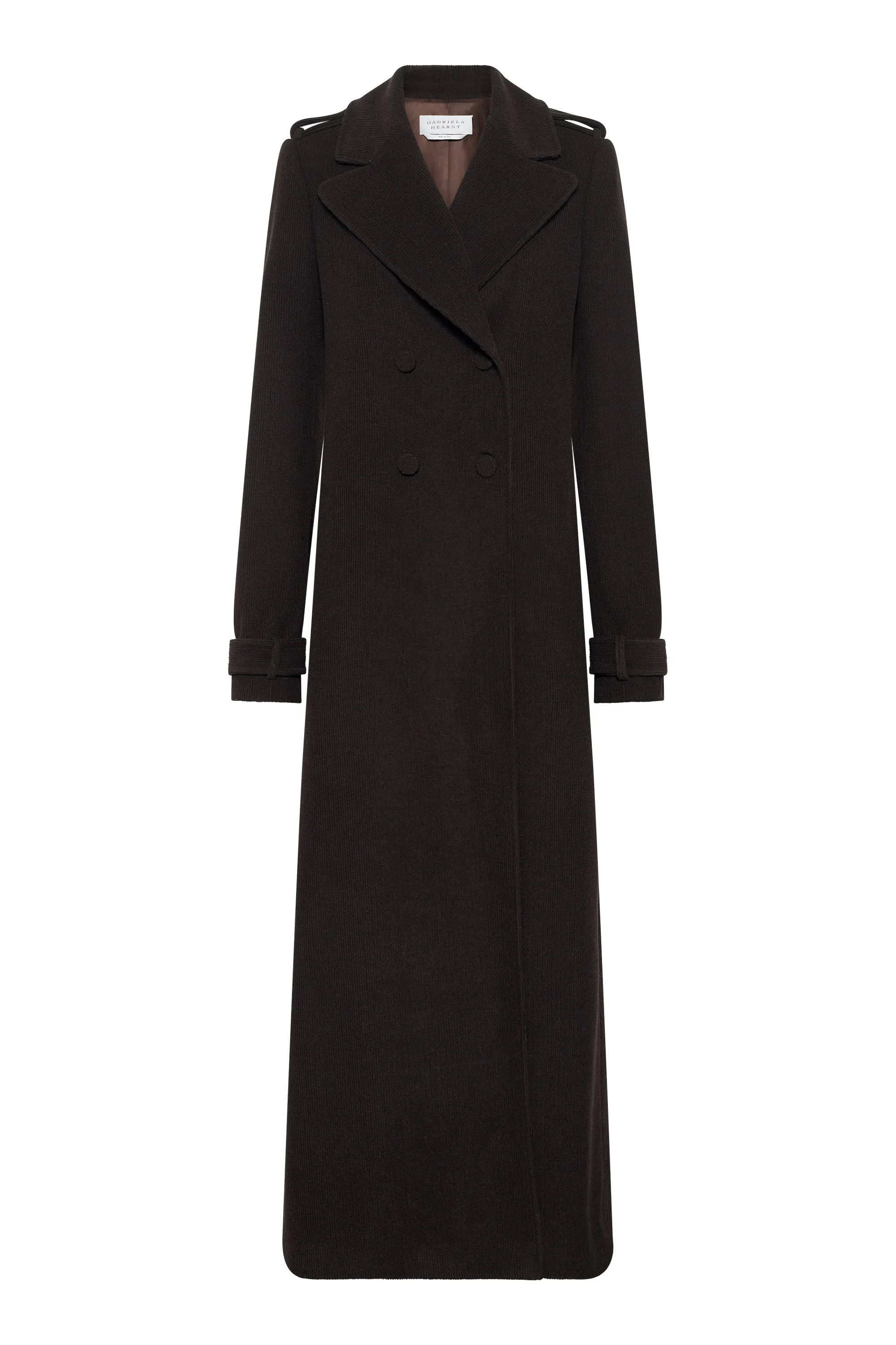 Houstt Trench Coat in Chocolate Cashmere Corduroy sold by Gabriela Hearst