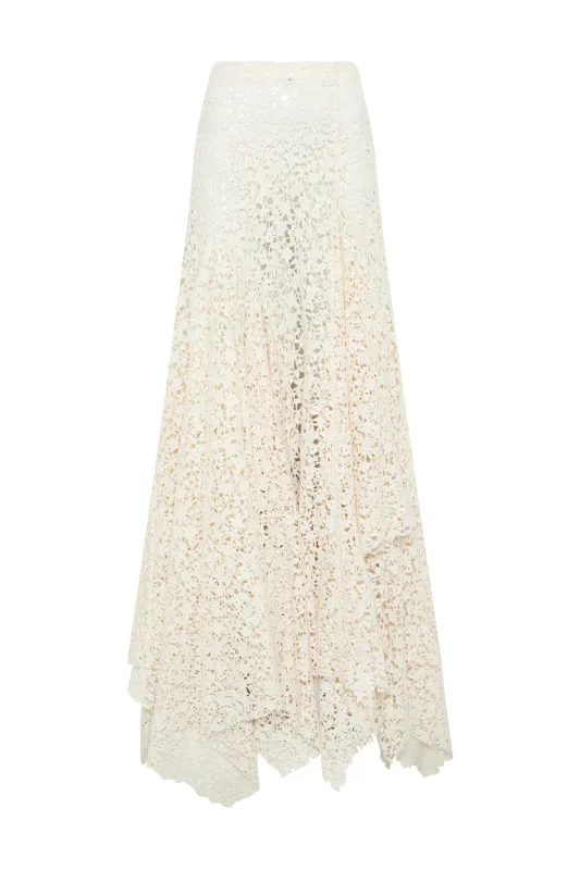 Lore Skirt in Ivory Floral Cashmere Lace made by Gabriela Hearst