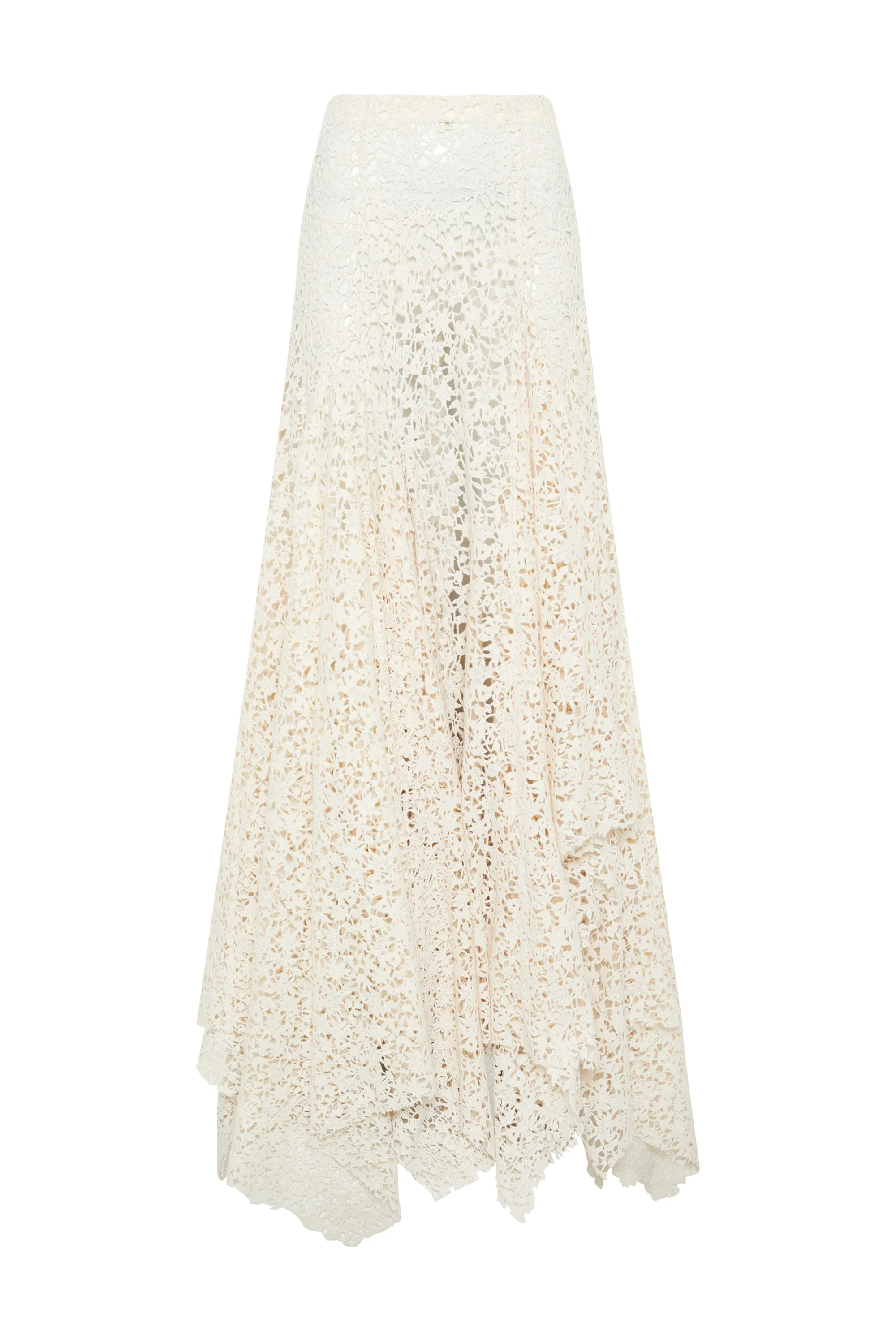 Lore Skirt in Ivory Floral Cashmere Lace sold by Gabriela Hearst