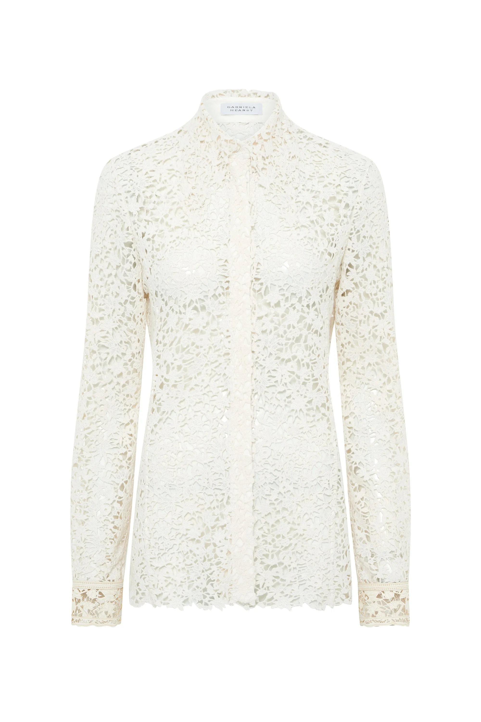 Vera Shirt in Ivory Floral Cashmere Lace sold by Gabriela Hearst