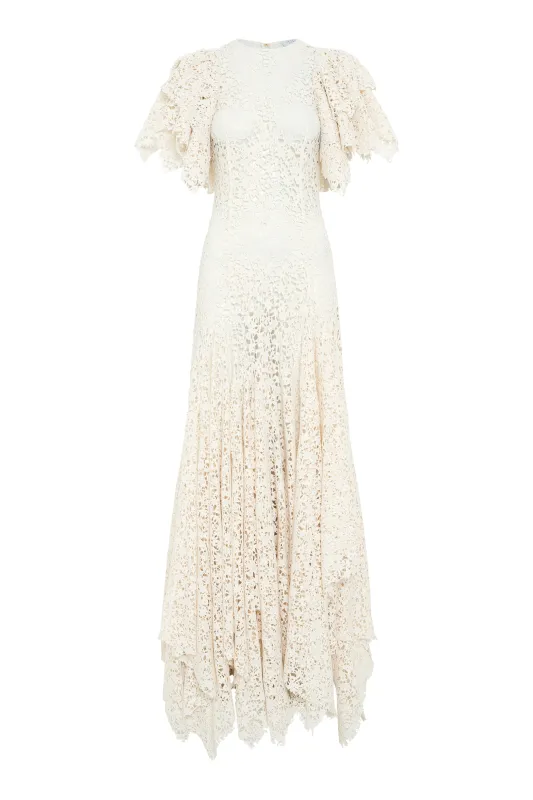 Lulsy Dress in Ivory Floral Cashmere Lace sold by Gabriela Hearst