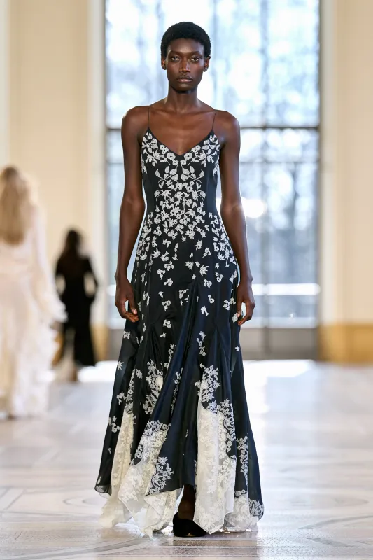 Neville Dress in Black Multi Embroidered Silk Organza sold by Gabriela Hearst