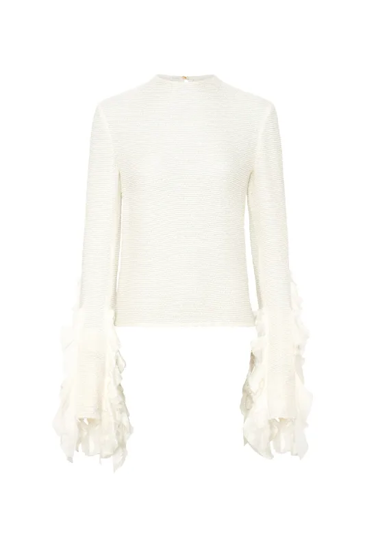 Fawcett Top in Ivory Silk Boucle made by Gabriela Hearst