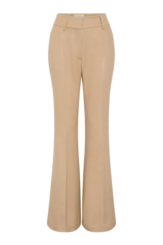 Rhein Flare Pant in Camel Winter Silk made by Gabriela Hearst
