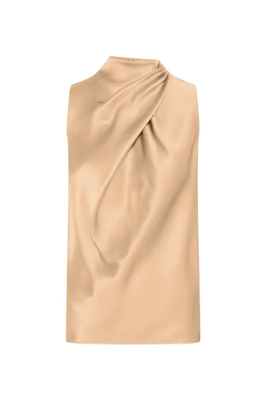 Melina Top in Camel Satin made by Gabriela Hearst
