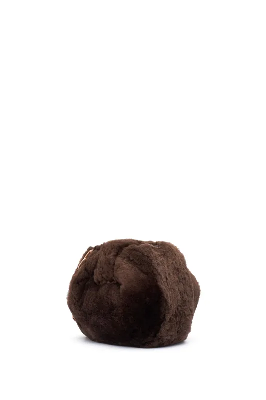 Soft Demi Clutch with Chain in Brown Recycled Beaver Fur sold by Gabriela Hearst