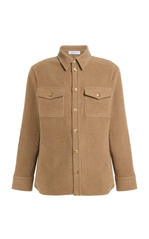 Lucas Overshirt in Camel Cashmere Cordoruy made by Gabriela Hearst