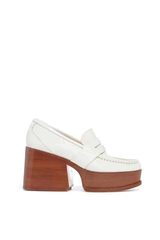 Augusta Platform Loafer in Cream Textured Leather made by Gabriela Hearst