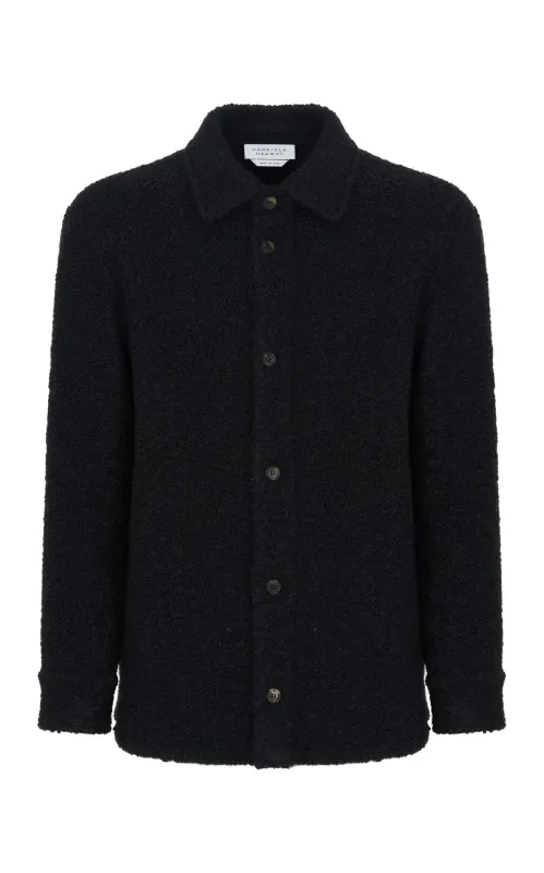 Drew Overshirt in Black Cashmere Boucle made by Gabriela Hearst