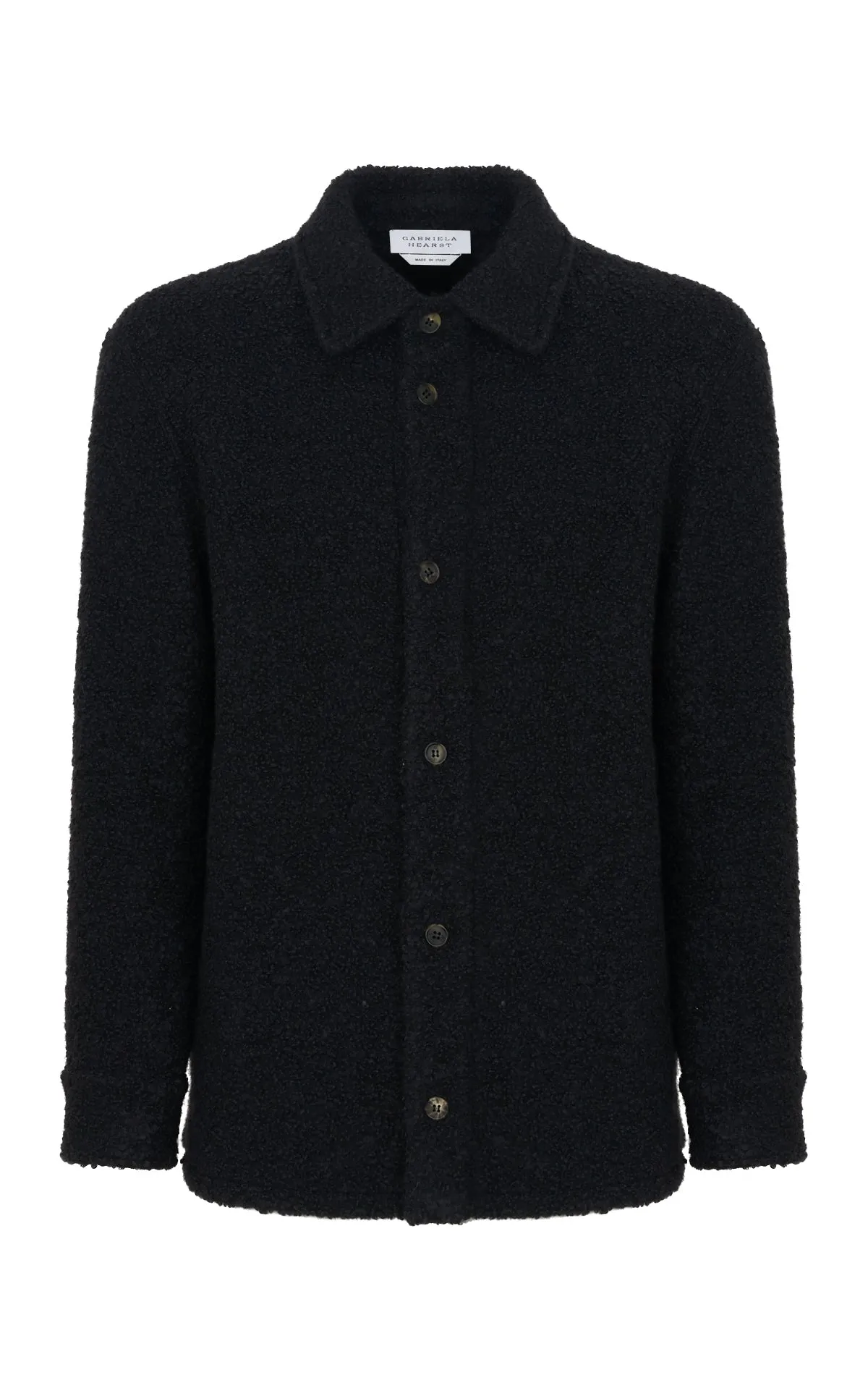 Drew Overshirt in Black Cashmere Boucle sold by Gabriela Hearst