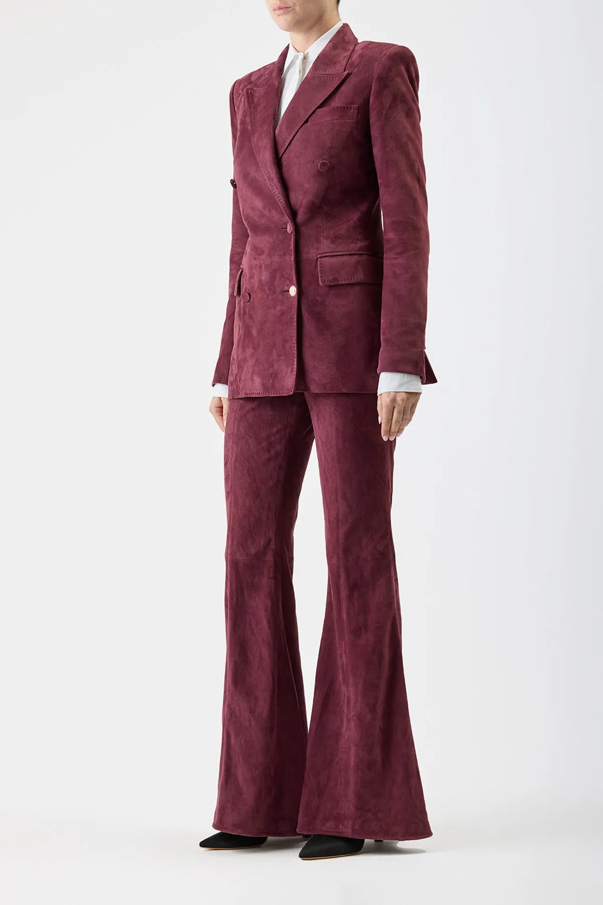 Gavin Blazer in Deep Bordeaux Suede sold by Gabriela Hearst product image thumbnail 4