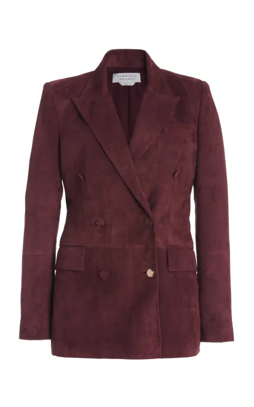 Gavin Blazer in Deep Bordeaux Suede made by Gabriela Hearst
