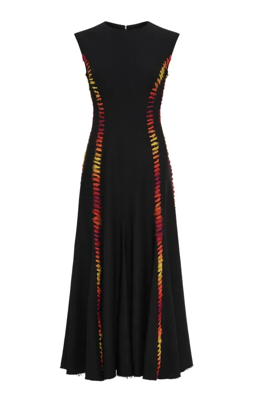 Kendal Laces Midi Dress in Black Wool made by Gabriela Hearst