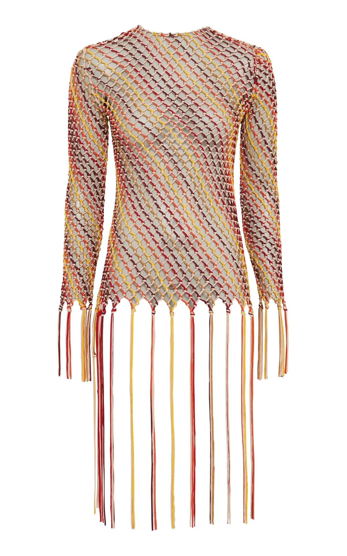 Macaria Fringe Macrame Top in Multi Silk sold by Gabriela Hearst