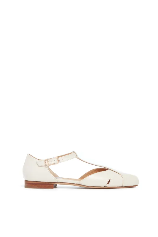 Harlow Ballerina Flat Shoe in Cream Leather sold by Gabriela Hearst