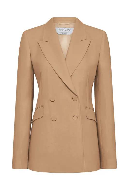 Stephanie Blazer in Camel made by Gabriela Hearst