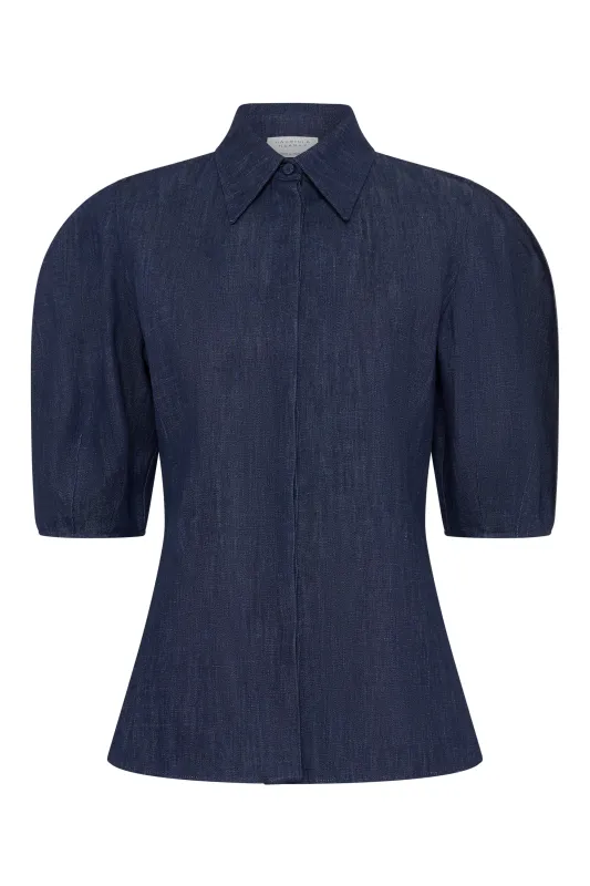 Sansi Top in Recycled Cotton Denim made by Gabriela Hearst