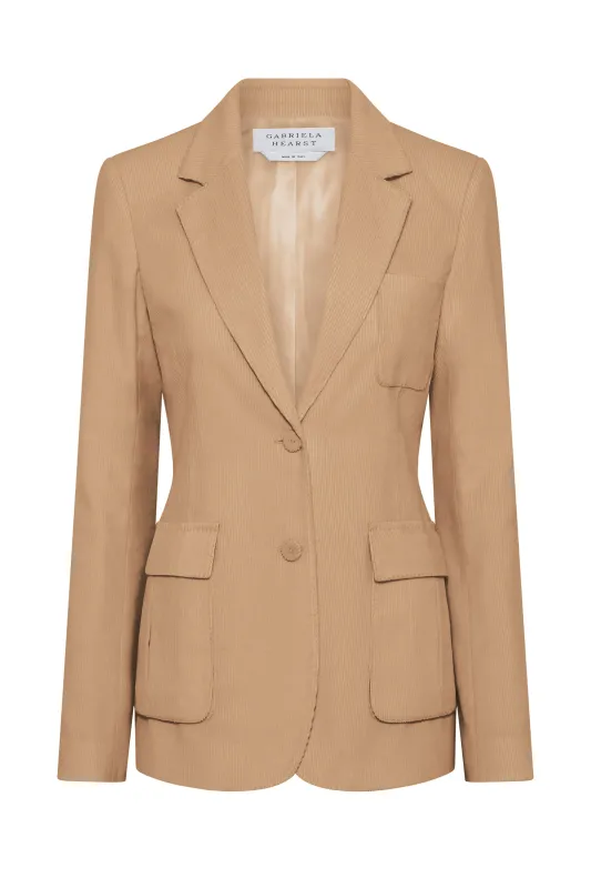 Louisa Blazer in Camel Sea island Cotton Corduroy made by Gabriela Hearst