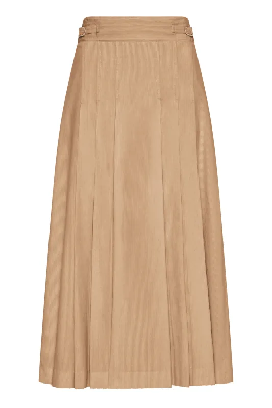 Wesley Skirt in Camel Sea Island Cotton Corduroy made by Gabriela Hearst