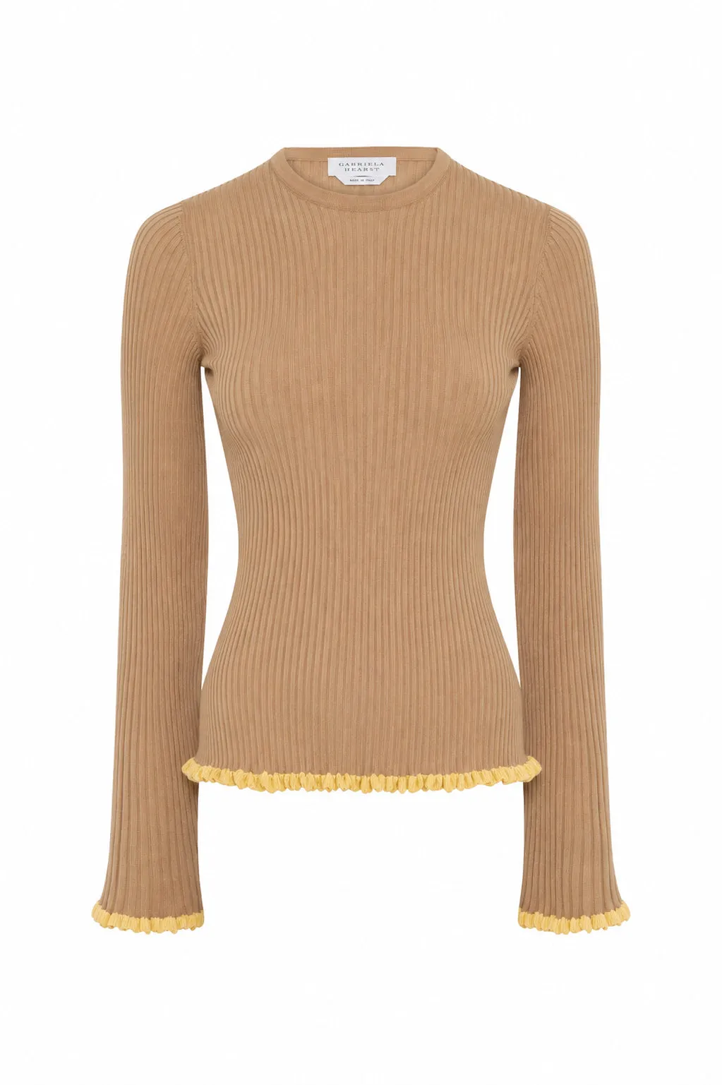 Erya Knit Crewneck Sweater in Camel Cashmere Silk sold by Gabriela Hearst