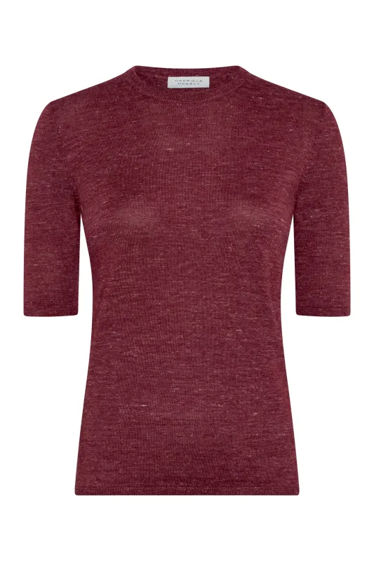 Chryse Knit T-Shirt  in Bordeaux Cashmere Silk with Hemp made by Gabriela Hearst