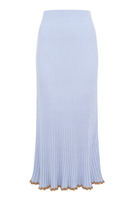 Kavya Knit Skirt in Halogen Blue Cashmere Silk made by Gabriela Hearst