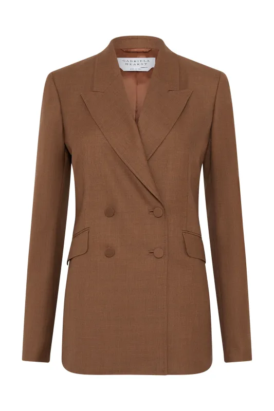 Angela Blazer in Chestnut Wool Silk made by Gabriela Hearst