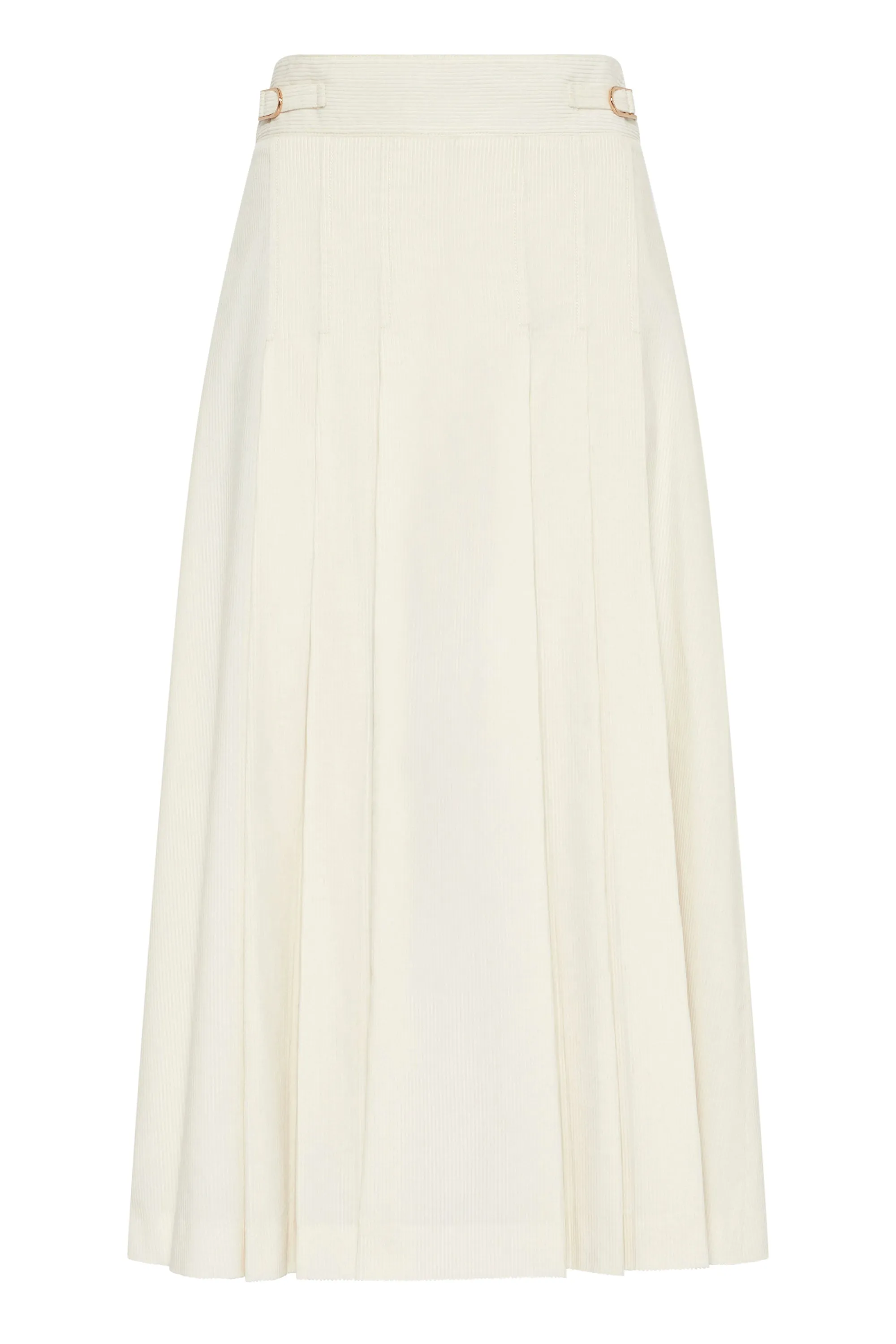 Wesley Pleated Midi Skirt in Ivory Sea Island Cotton Corduroy sold by Gabriela Hearst