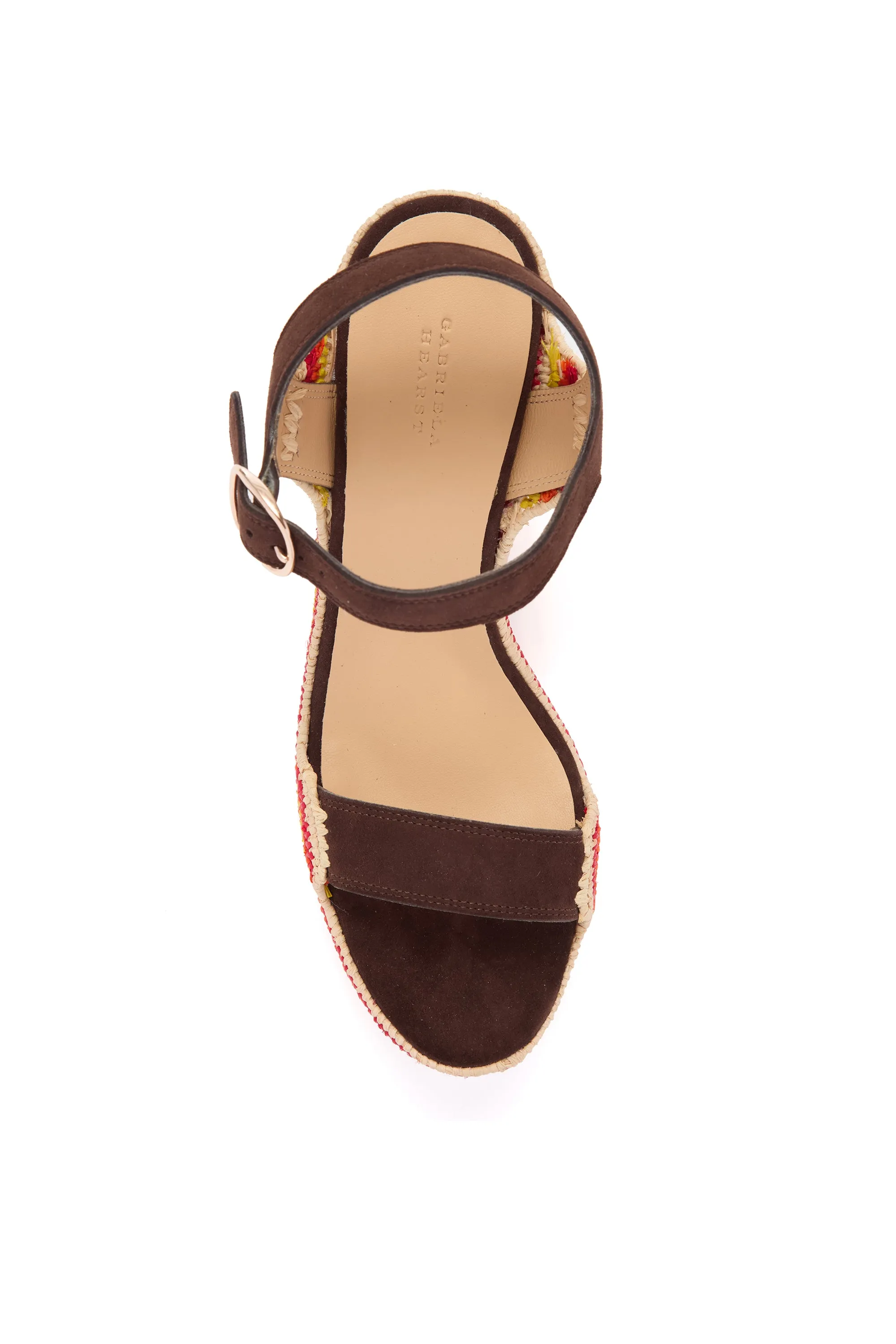 Sardis Platform Sandal in Dark Chocolate Multi Suede & Natural Raffia sold by Gabriela Hearst product image thumbnail 4