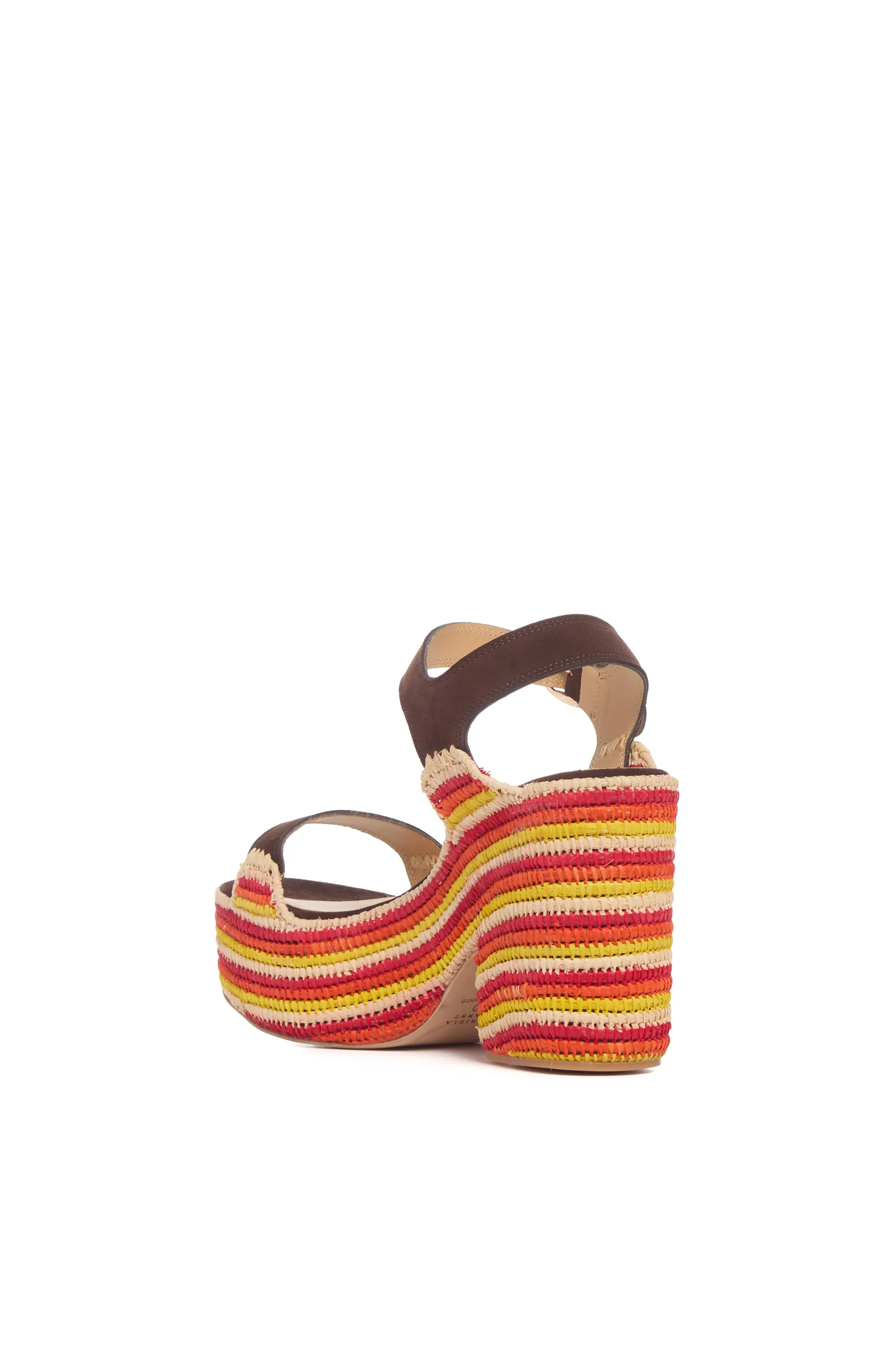 Sardis Platform Sandal in Dark Chocolate Multi Suede & Natural Raffia sold by Gabriela Hearst product image thumbnail 3