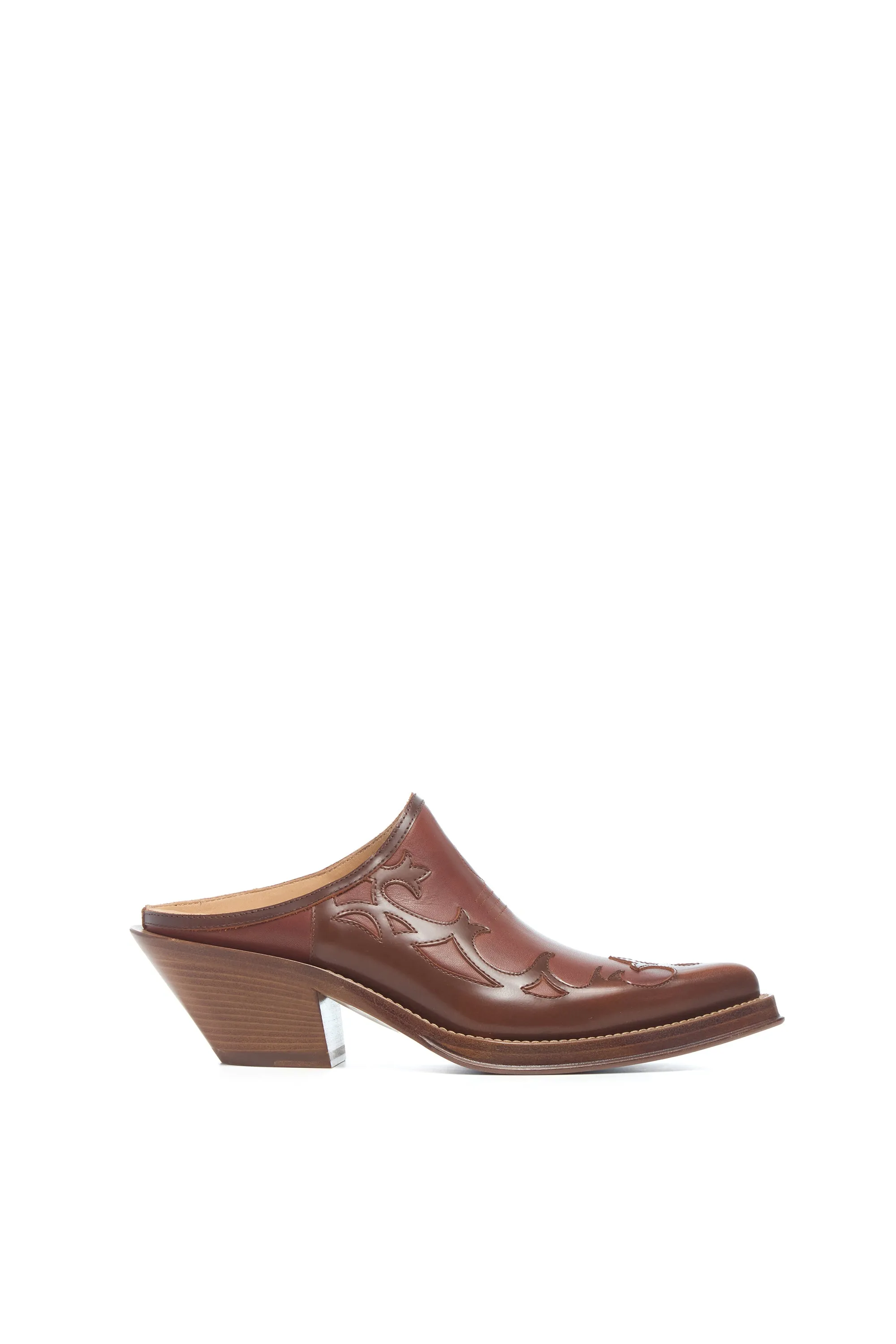 Temperance Cowboy Mule in Cognac Leather sold by Gabriela Hearst