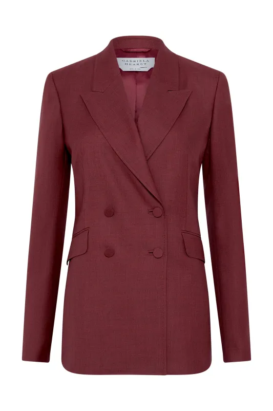 Angela Blazer in Bordeaux Wool Silk made by Gabriela Hearst