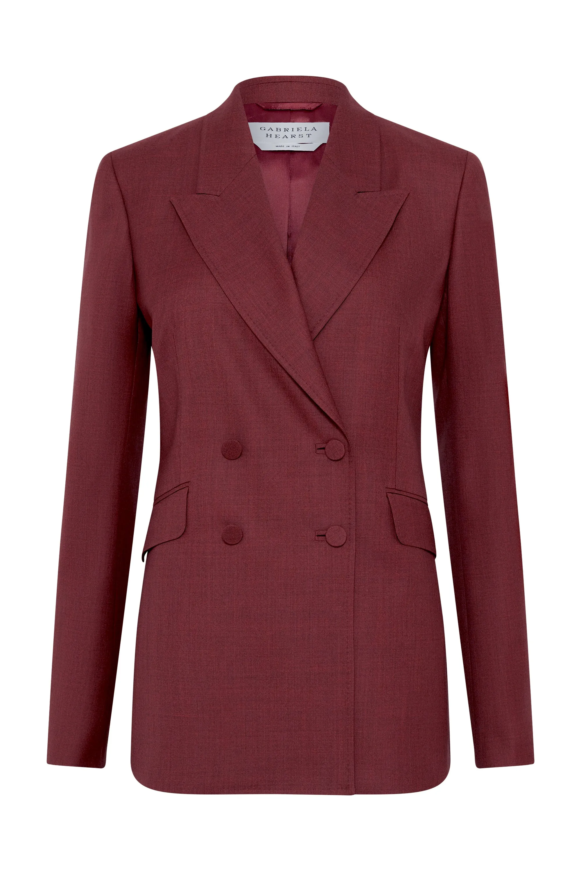 Angela Blazer in Bordeaux Wool Silk sold by Gabriela Hearst