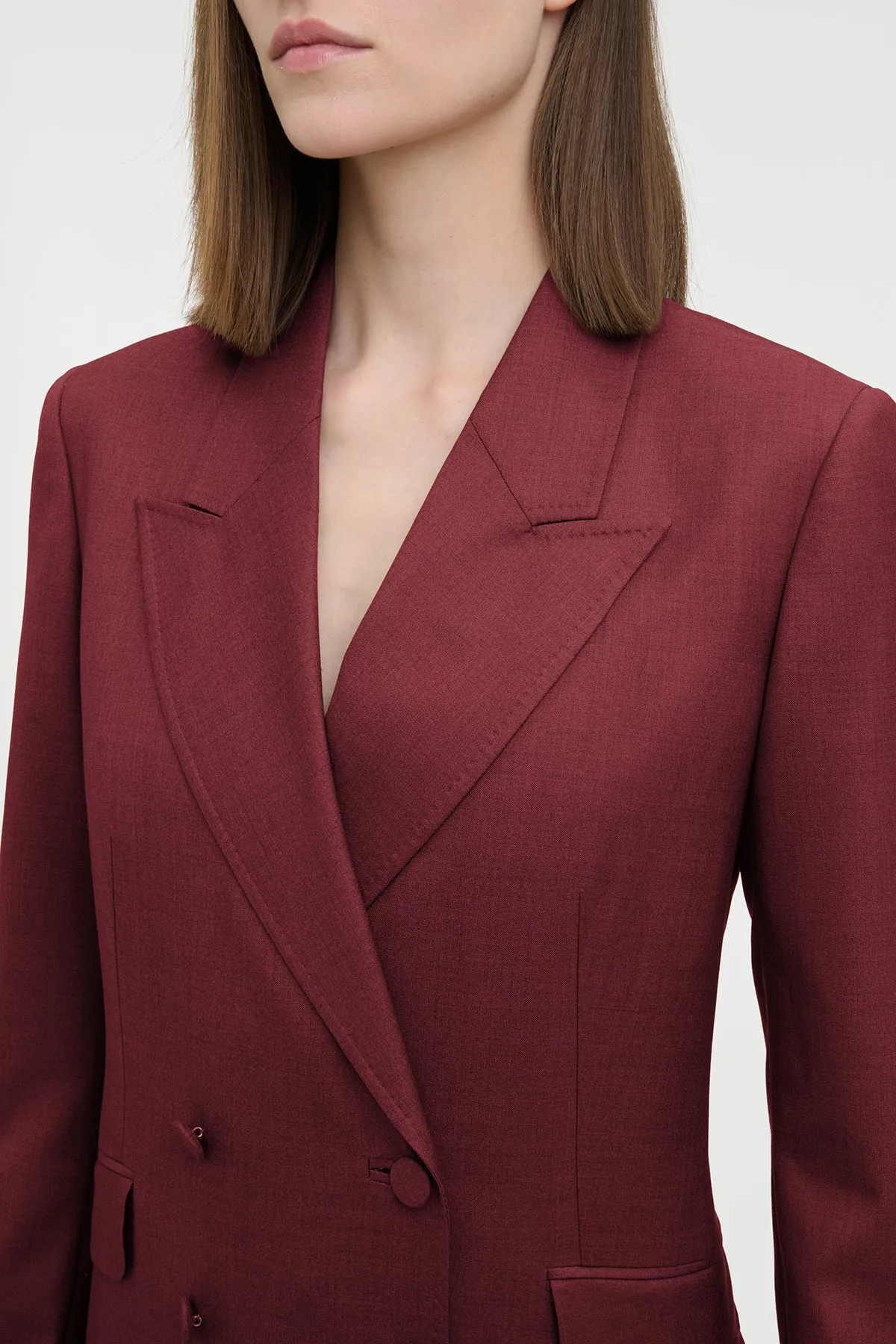 Angela Blazer in Bordeaux Wool Silk sold by Gabriela Hearst product image thumbnail 5