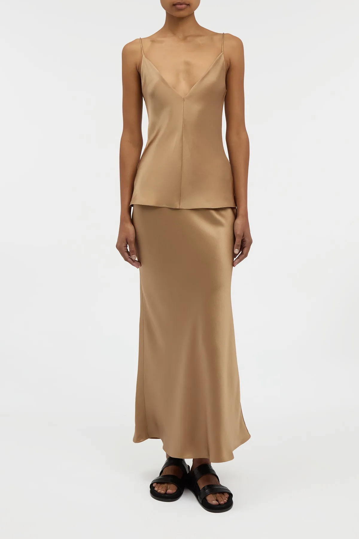 Maria Top in Camel Silk Satin sold by Gabriela Hearst product image thumbnail 2