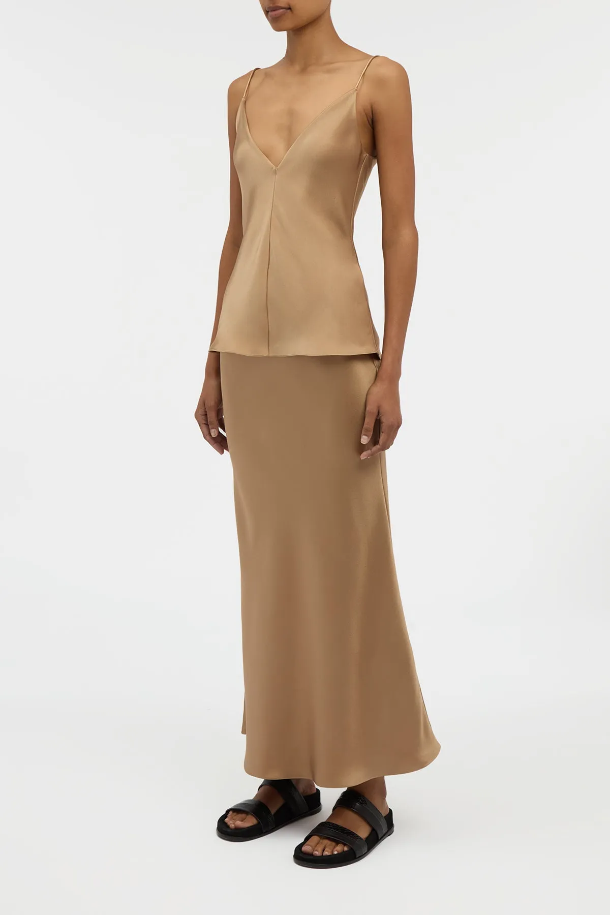 Maria Top in Camel Silk Satin sold by Gabriela Hearst product image thumbnail 3