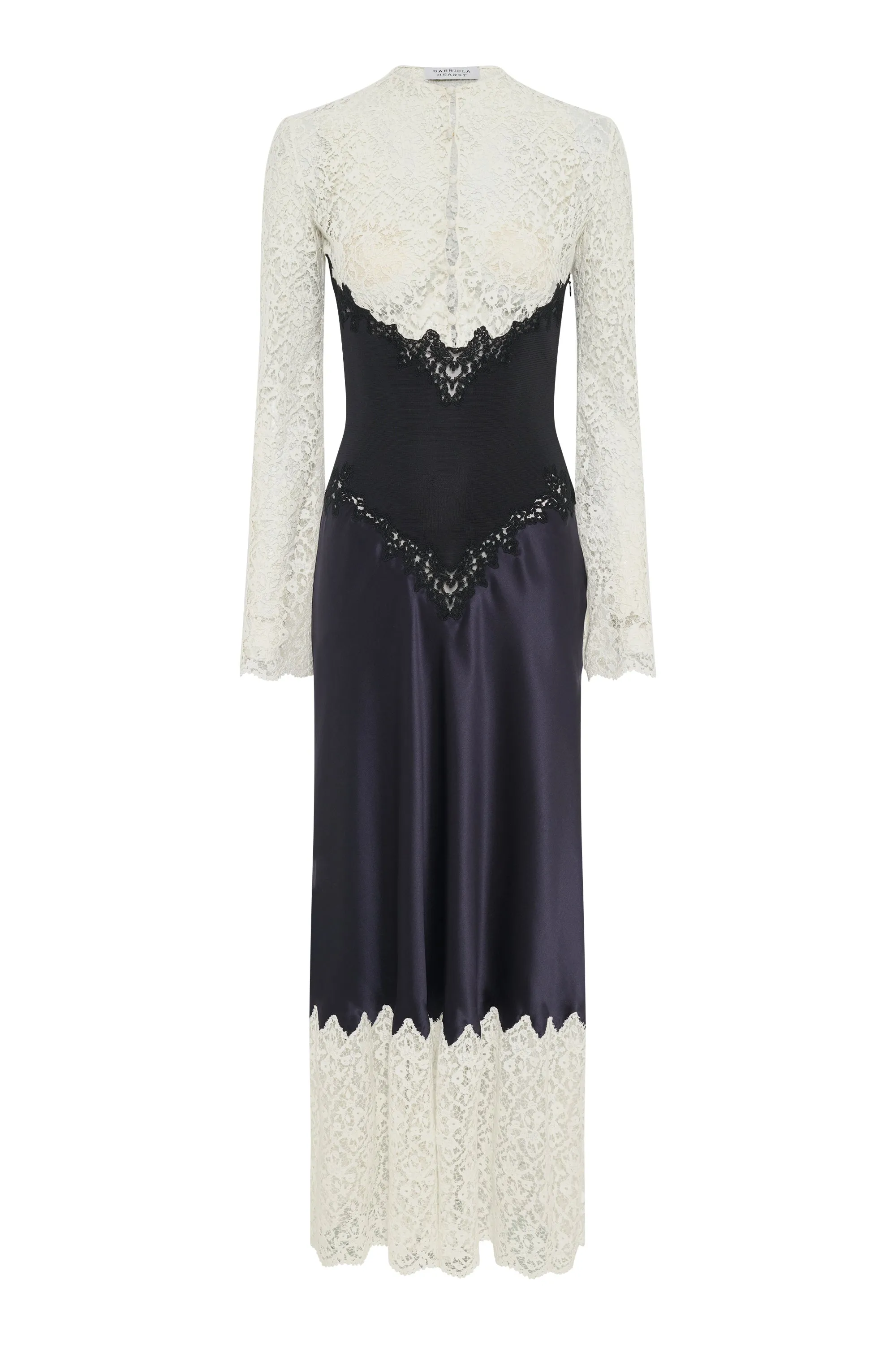 Esker Dress in Dark Navy & Ivory Sea Island Cotton sold by Gabriela Hearst