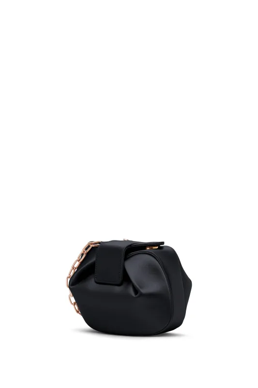 Soft Demi Clutch In Black Satin made by Gabriela Hearst