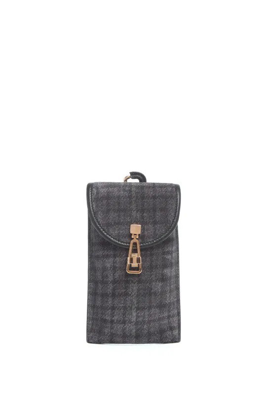 Sunglass Pouch In Charcoal Multi Leather made by Gabriela Hearst