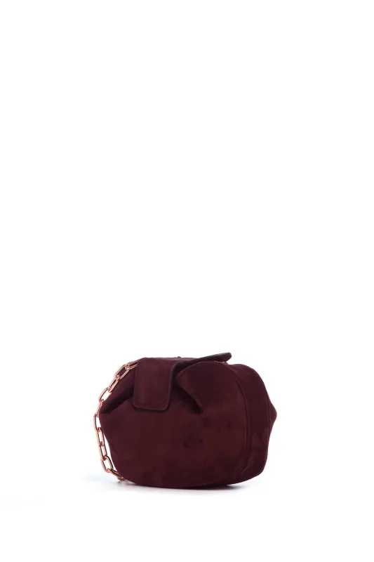 Soft Demi Clutch In Bordeaux Suede made by Gabriela Hearst