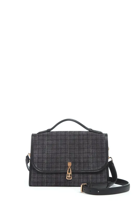 Medium Leonora Bag In Charcoal Multi Leather Houndstooth made by Gabriela Hearst