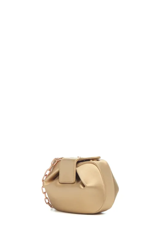 Soft Demi Clutch In Camel Satin made by Gabriela Hearst