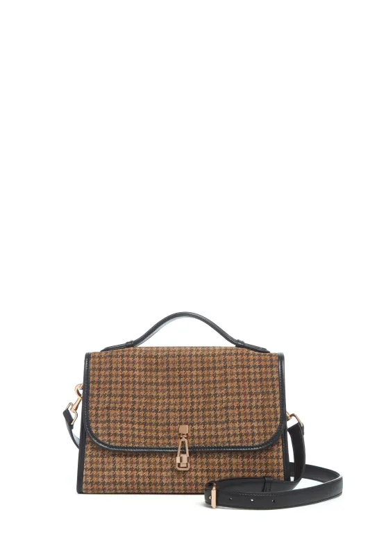 Medium Leonora Bag In Camel Multi Leather Houndstooth made by Gabriela Hearst
