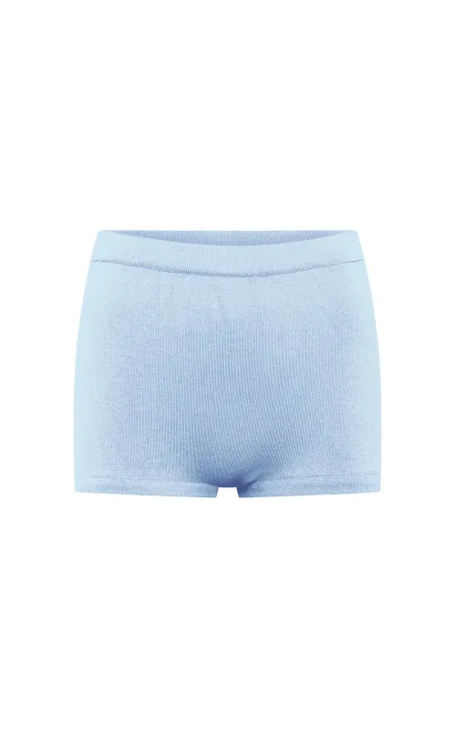 Aris Knit Short in Light Blue Merino Wool made by Gabriela Hearst