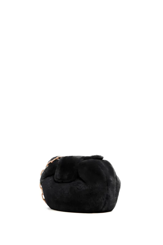 Soft Demi Clutch In Black Shearling made by Gabriela Hearst