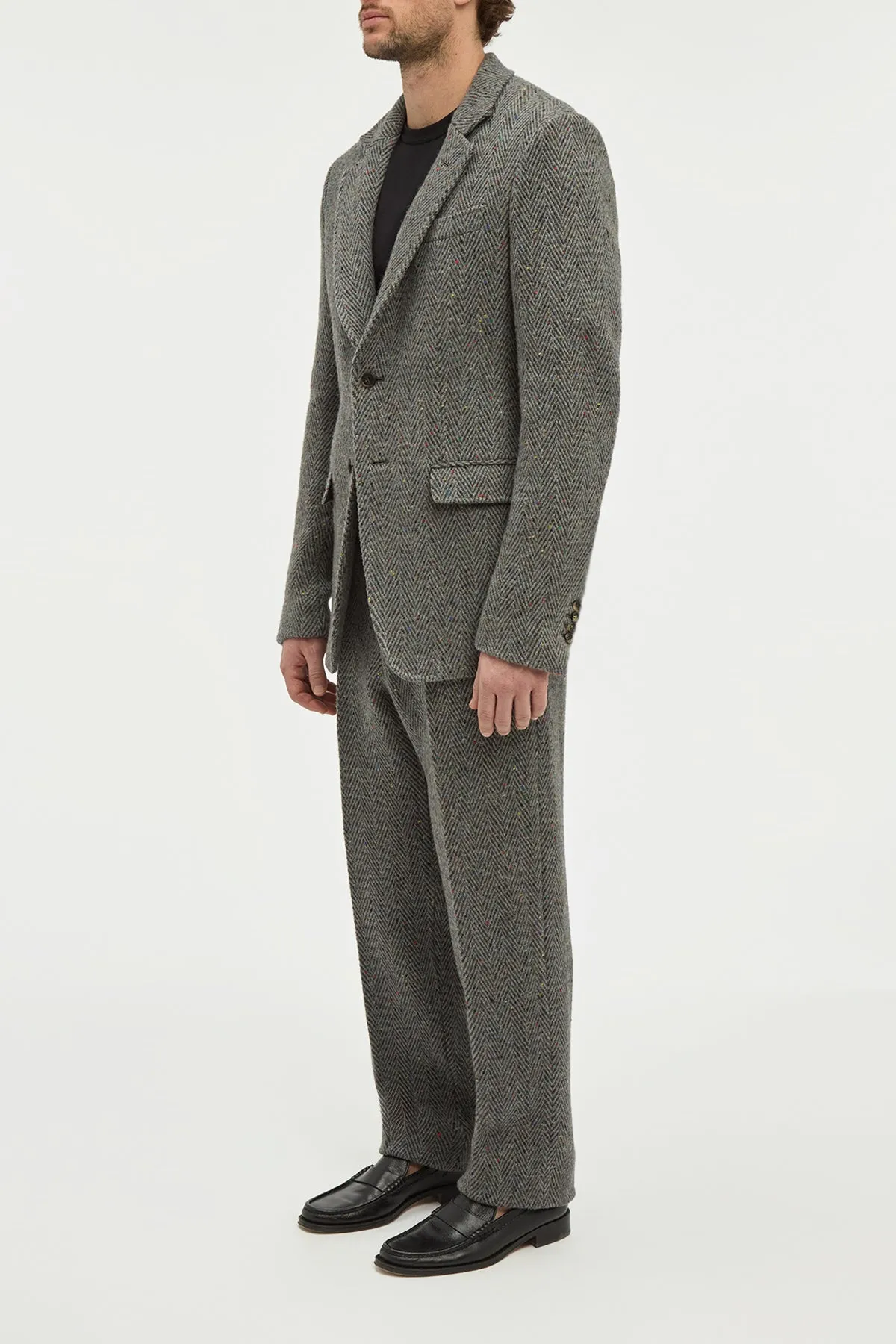 Irving Jacket in Charcoal Multi Cashmere Wool Herringbone sold by Gabriela Hearst product image thumbnail 4