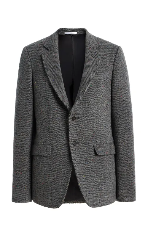 Irving Jacket in Charcoal Multi Cashmere Wool Herringbone made by Gabriela Hearst